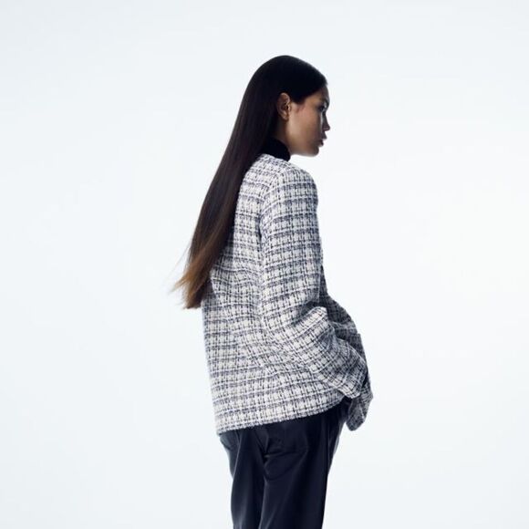 H&M Bouclé Plaid Textured Jacket New - Picture 6 of 10